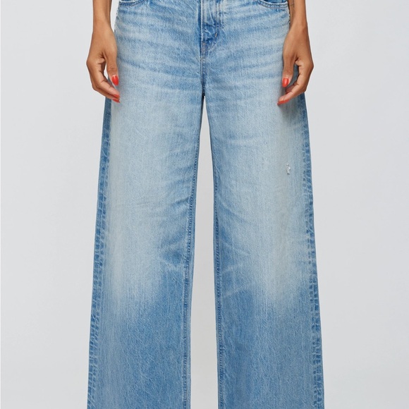 MOUSSY Lowell Super Wide Pants in Light Blue NWT. - Picture 2 of 7